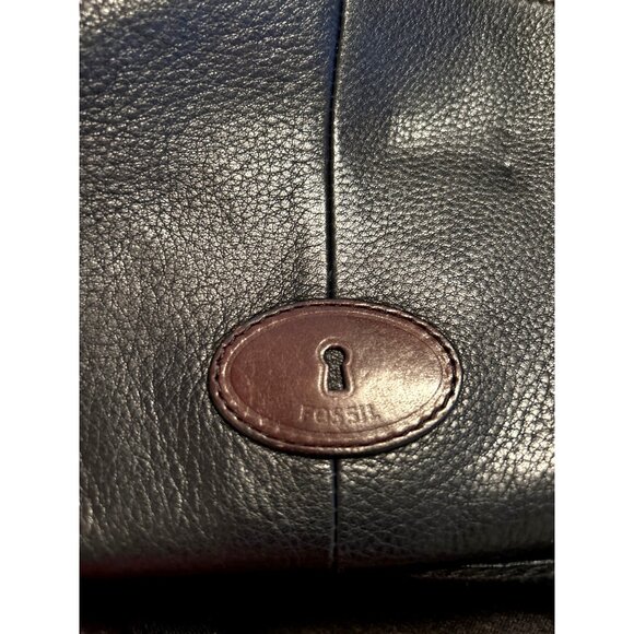 FOSSIL MORGAN TRAVELLER BLK PEBBLED LEATHER ORGANIZER CROSSBODY MESSENGER BAG - Picture 12 of 12